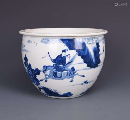 Blue and White Porcelain Flowerpot