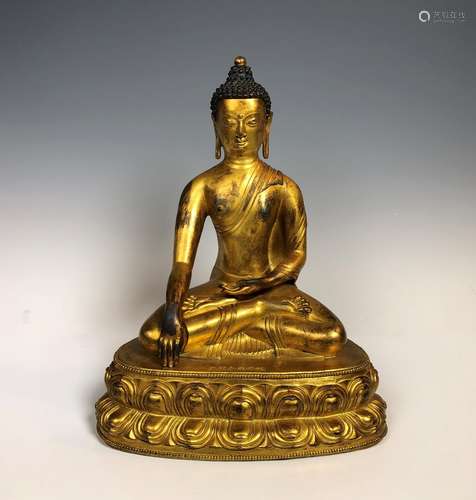 Gilt Bronze Figure Of Sakyamuni With Mark