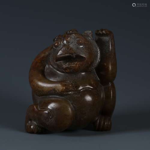 Carved Dark Jade Bear