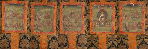 A Set of Five Tibetan Thangkas