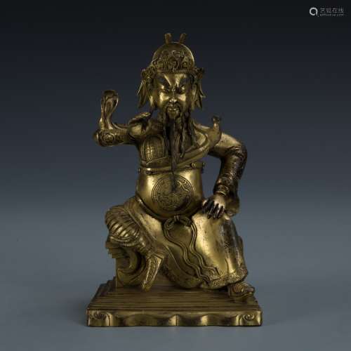 Gilt Bronze Figure of Seated Guandi