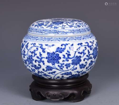 Very Rare Blue and White Porcelain Jar, Qing Dyn.