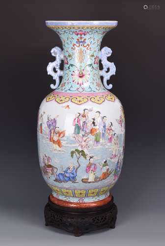 Famille Rose Porcelain  Vase with Mark