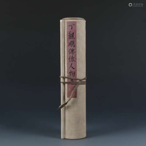 Ink and Color on Silk Hand Scroll Signed Ding GuanPeng