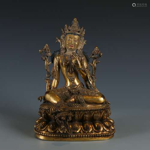 A Rare Gilt-Bronze Figure of Manjushri, Yongle Mark