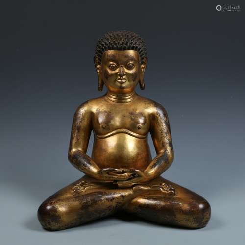 A Rare and Extraordinary Gilt Bronze Figure of Yogi