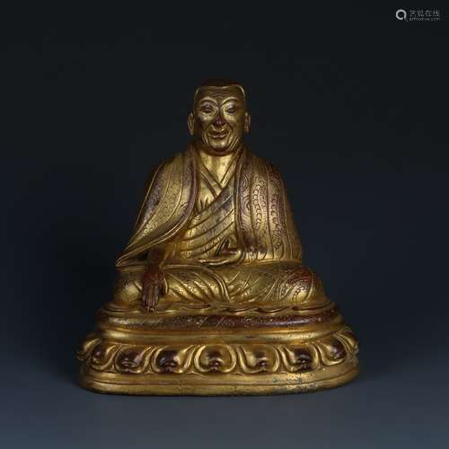 Gilt Bronze Figur of Guru of Phagdru Kagyu