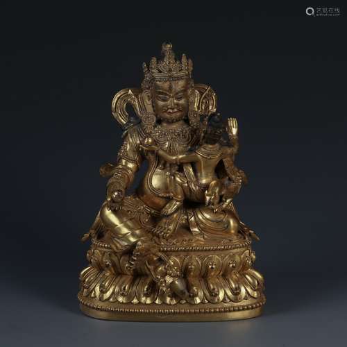 A Fine Gilt Bronze Figure of Jambhala, Tibetan, 17/18th