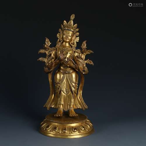 Gilt Bronze Figure of  Standing Maitreya