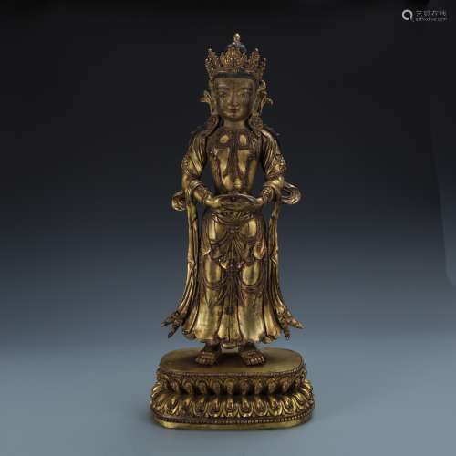 Gilt Bronze Figure of Standing Bodhisattva