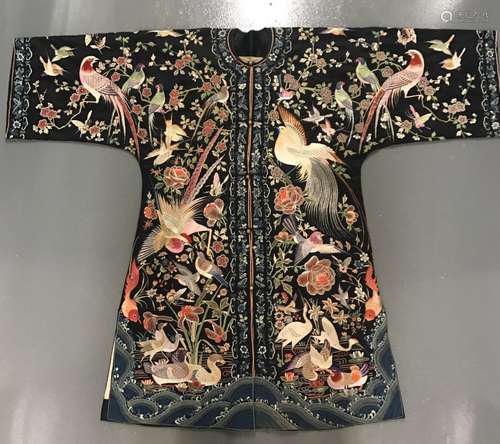 Chinese Silk Embroidered Hundred Birds Robe