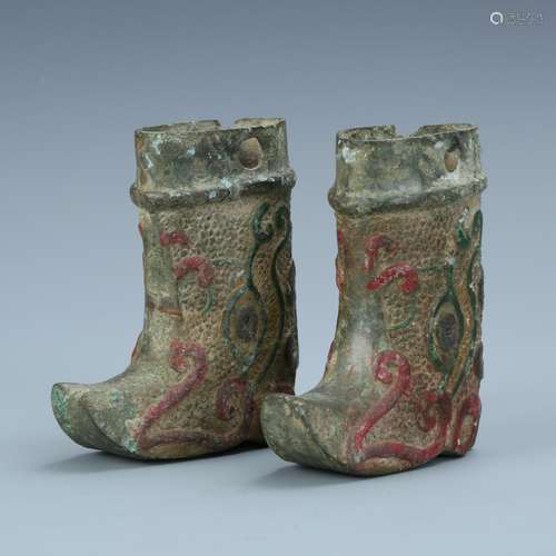 Pair of Polychrome Bronze Boots