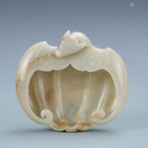 Carved Jade Figure of Bat Brush Washer