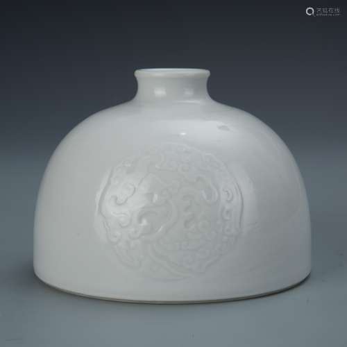 White Glazed Porcelain Bee Hive Waterpot With Mark