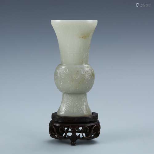 Imperial White Jade Beaker Vase