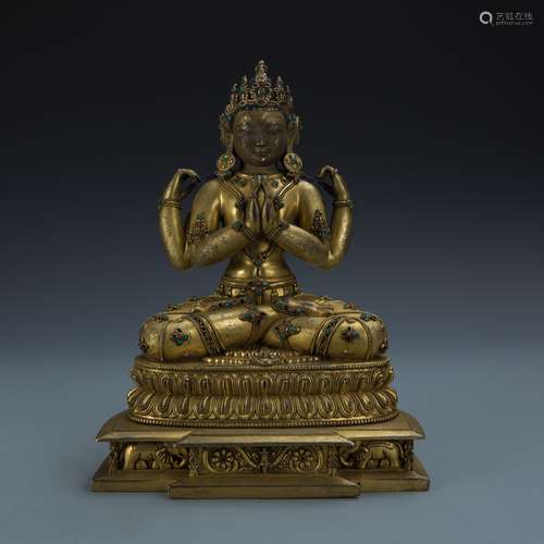 Gilt Bronze Figure of Avalokitesvara