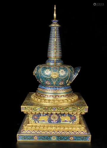 A Bronze Cloisonne Ringsel Holder