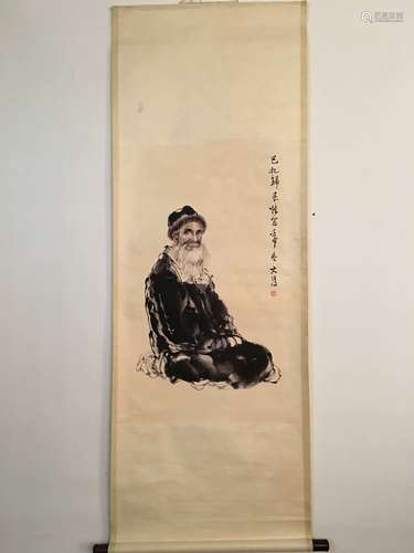 Chinese Watercolor Painting Scroll by Dawei Liu