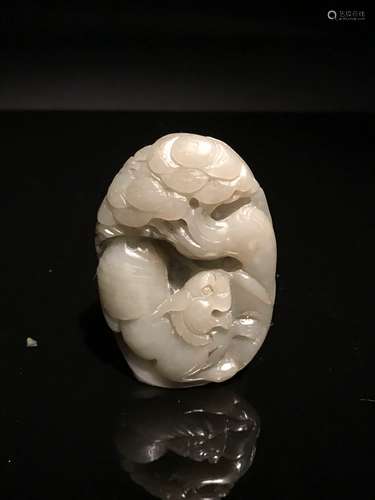 Chinese Qing Jade Tiger Carving