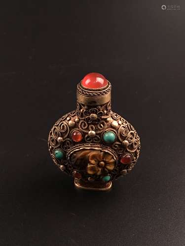 Chinese Gilt Bronze Suff Bottle