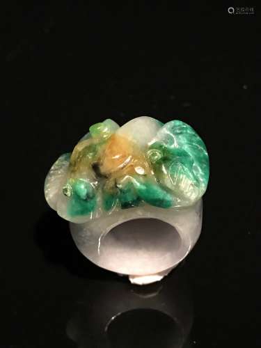 Green and Yellow Jadeite Ring