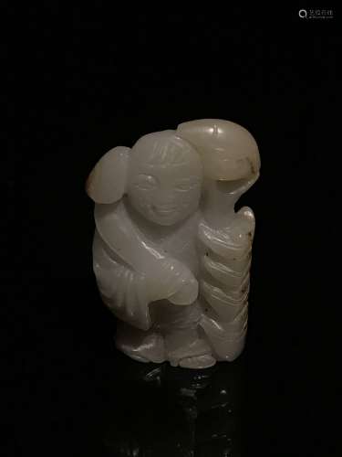 Chinese Ming White Jade Child Carving