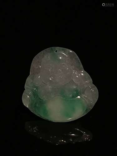 Green Jadeite Happy Buddha Pendant