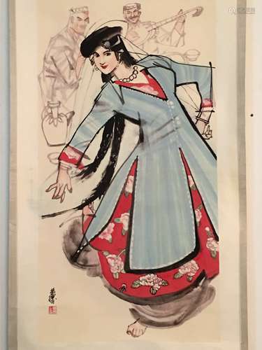 Chinese Watercolor Painting Scroll