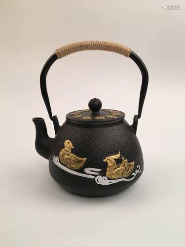 Brand New Chinese Gilt Iron Teapot