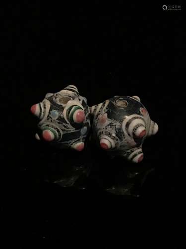 Two Chinese Han Pandora Glass Beads