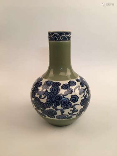 Chinese Blue and Green Glazed Porcelain Vase