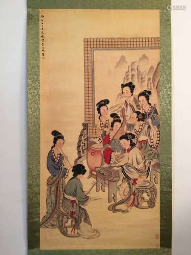 Chinese Watercolor Painting Scroll