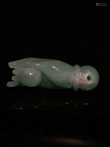 Chinese Green Jadeite Happy Buddha Pendant