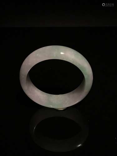 Green and White Jadeite Bangle