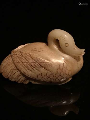 Chinese Hetian White Jade Swan