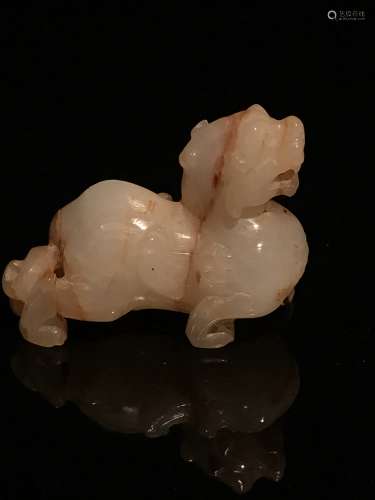 Chinese Hetian White Jade Beast