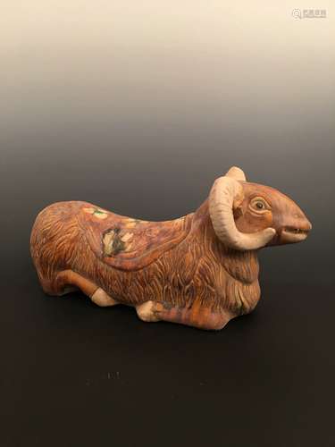 Chinese Sancai Porcelain Ram