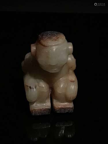 Chinese Western Zhou Jade Man In Prayer