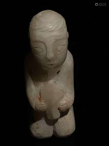 Chinese Han Dynasty White Jade Man In Prayer