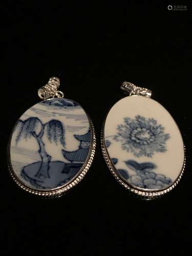 Two Piece Ming Blue and White Pendant