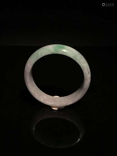 Chinese Green and White Jadeite Bangle