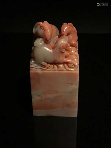 Chinese Shoushang Stone Three Goats Seal