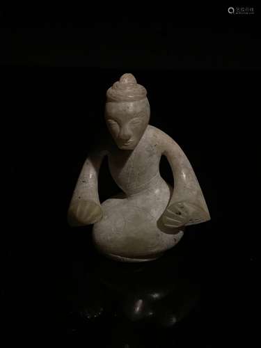 Chinese Han Dynasty Jade Man In Prayer