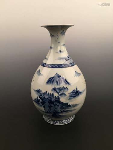 Chinese Blue and White Porcelain Vase with Kangxi Mark