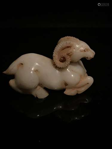 Chinese Qing White Jade Goat