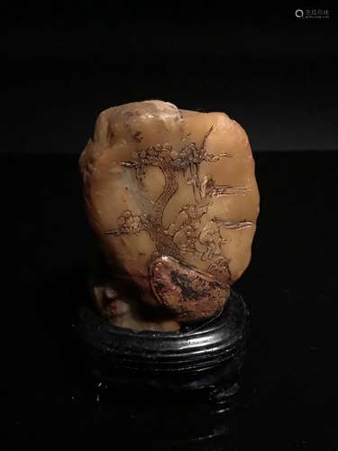 Chinese Shoushang Stone Landscape Carving