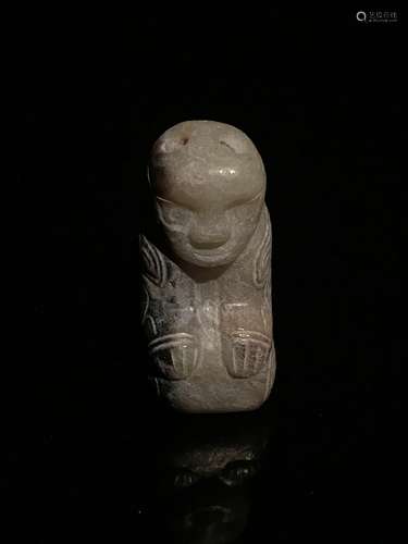 Chinese Western Zhou Jade Man In Prayer