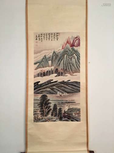 Chinese Watercolor Painting Scroll