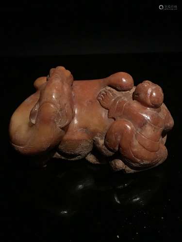 Chinese Yellow Jade Child with Horse