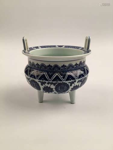 Chinese Blue and White Porcelain Censer